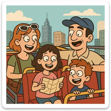 family on a city sightseeing tour sticker