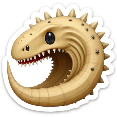 Sand worm from dune make the mouth a hole with long spiky teeth no eyes and a body sticker