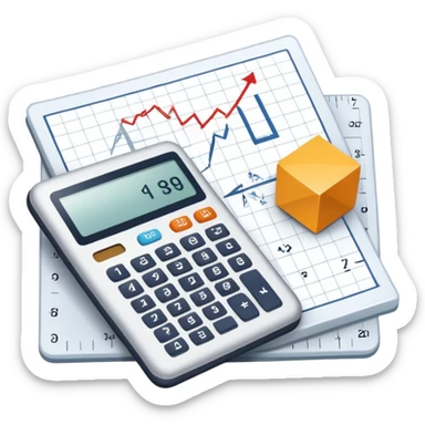 An icon featuring mathematical formulas, a calculator, and geometric shapes, symbolizing mathematics. The design includes a ruler, and a graph, representing the study of numbers, equations, and spatial relationships. Transparent background highlights the precision and logic of math. sticker