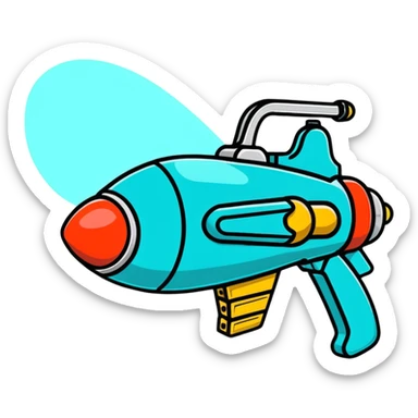 colorful cartoon raygun with retro sci-fi details sticker