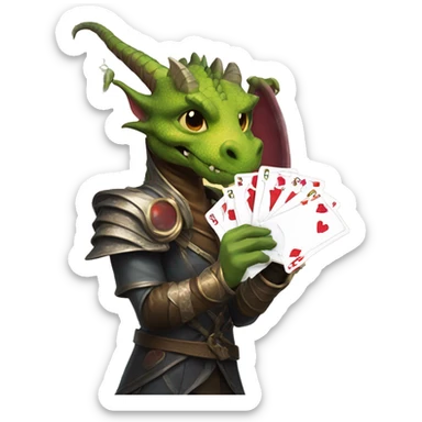 A dragon holding a hand of magic the gathering cards sticker