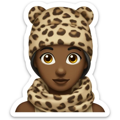 Girl with scarf print leopard brown eyes sticker