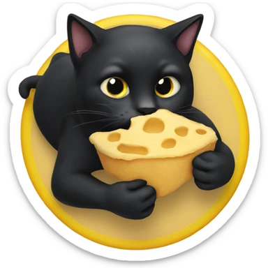 Black cat eating  sticker