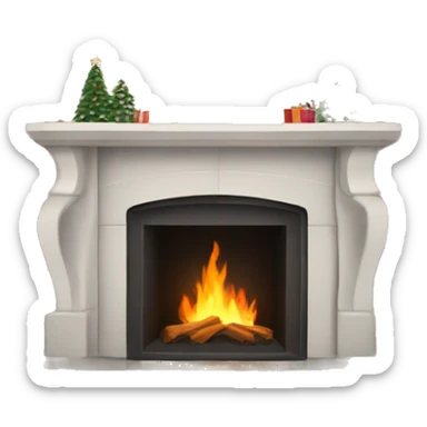 White asthetic clean Christmas fireplace  sticker
