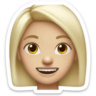 white blond girl with big teeth, bandage around the head sticker