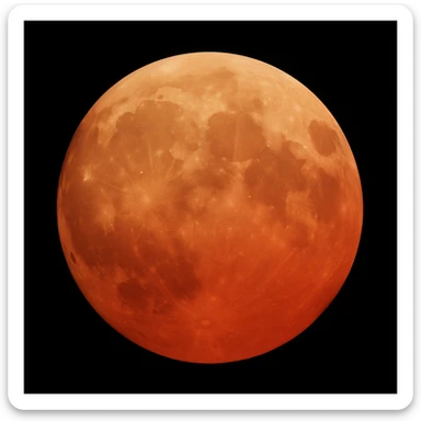 blood moon with smoother craters, two-tone fill: beige and dark red, smooth gradient transition between colors, realistic moon style sticker