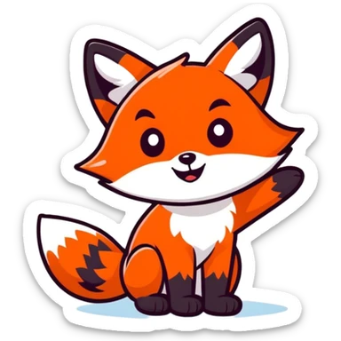 Red fox waving hi sticker
