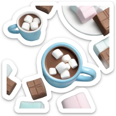 Pastel blue mug with hot chocolate and marshmallows  sticker