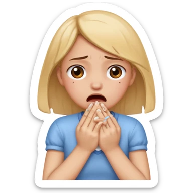 a girl choking on her hands while crying sticker