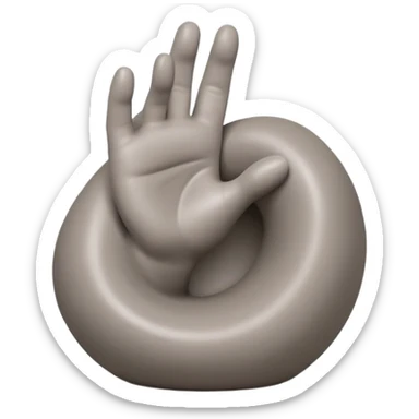 single hand with curved fingers hugging the side of a clay blob on a silver pottery wheel sticker