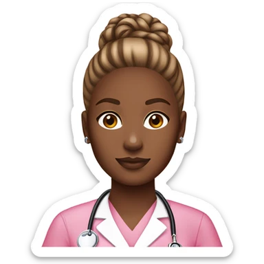Nurse with white girl brown messy bun pink scrubs Louis Vuitton bag  sticker
