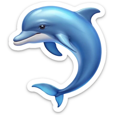 Beautiful and Majestic Dolphin Portrait Emoji, Radiating serene elegance and adorable charm with a graceful, streamlined form and luminous, glossy blue skin that shimmers under the sun, gentle, expressive eyes and a soft, content smile, Simplified yet exquisitely endearing features, highly detailed, glowing with a soft, majestic aquatic light, high shine, calm and enchanting, stylized with an air of timeless oceanic beauty, soft glowing outline, capturing the essence of a beautiful and majestic dolphin that embodies the pure magic of the sea! sticker