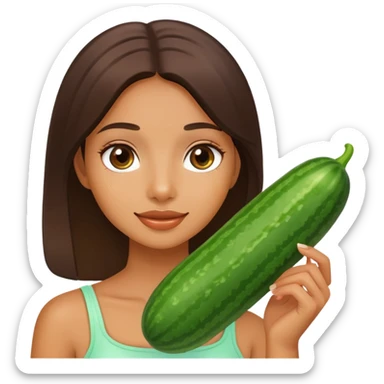 Girl with cucumber or doing skincare sticker