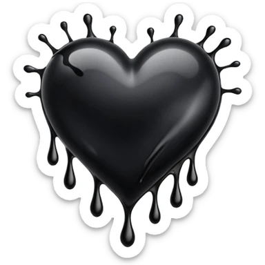 black ink heart emoji with ink streaks sticker