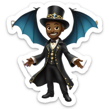 a flying rich black magician, wearing diamond chains sticker