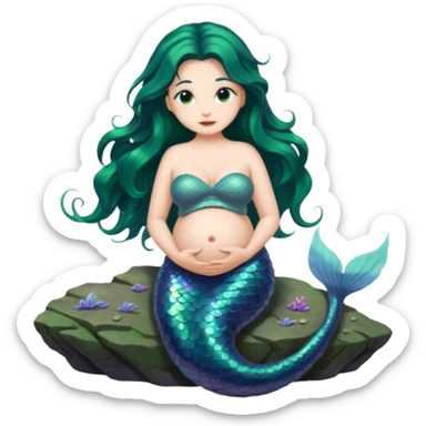 very heavily pregnant overdue mermaid sticker