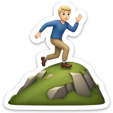 Man falling forward on a small hill or mountain  sticker
