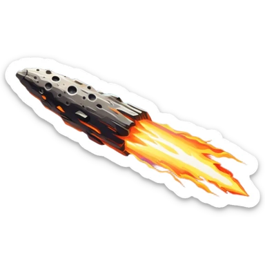  Cinematic Realistic Meteor – A fiery, blazing rock streaking through space, leaving behind a bright, dynamic trail of superheated plasma. Its rocky surface glows intensely as it hurtles toward an unknown destination. sticker