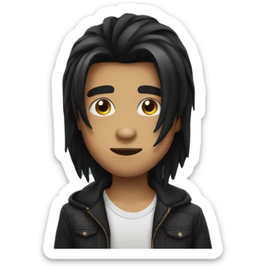 long black hair boy attitude  sticker