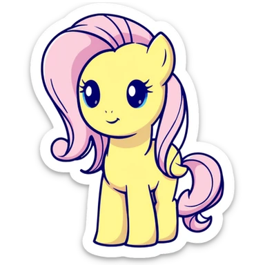 cute cartoon sticker of Fluttershy in pastel colors sticker