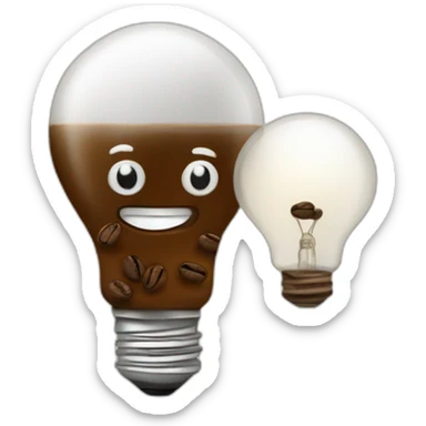 light bulb with coffee beans sticker