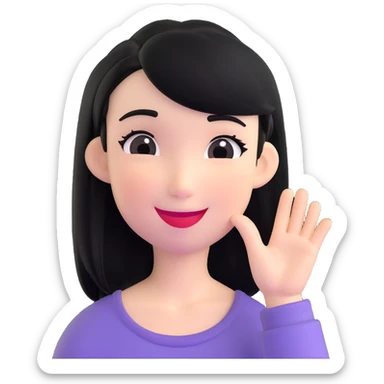 pretty girl with straight black hair, winking sticker