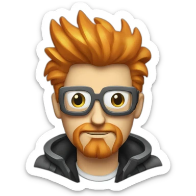 Philip J. Fry from futurama programmer with beard in cyberpunk style sticker