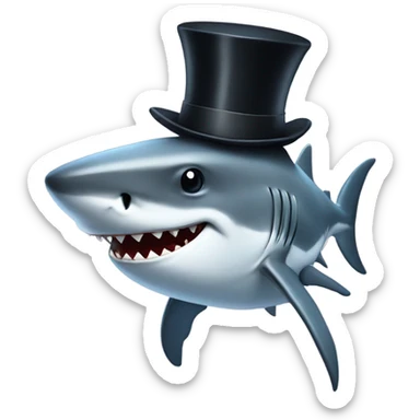 Shark with a top hat sticker