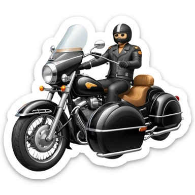 a motorcycle with a sidecar attached to the side  sticker