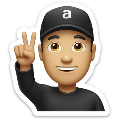 baldman with a black cap raising hand sticker