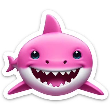Pink shark with hat and big smile sticker