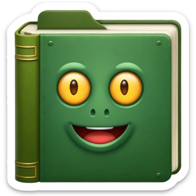 biblioteca de livros em tons de verde musgo sticker