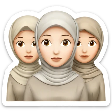 3 women collaboration. Left and right women are professional non hijab women. In the middle women are white hijab women.  sticker