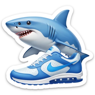 Tiburon con zapatillas nike azules sticker