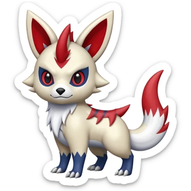 Marked patterned spotted striped zigzagged Zangoose-Absol-Pachirisu-fusion sticker