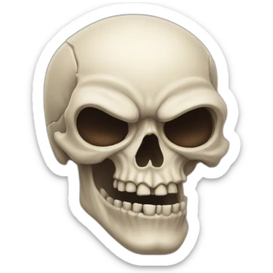 uncanny skull with bulging eyes sticker