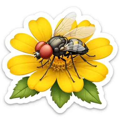 
fly on flower sticker