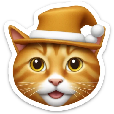 Ginger cat who eat gingerbread and his head has a hat     sticker