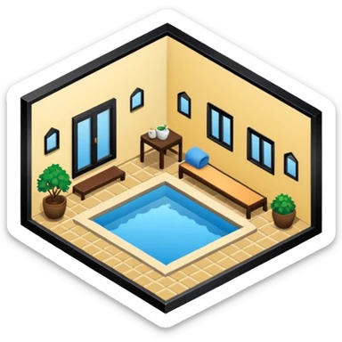 little city and many, small, ordinary, simple, home, Iranian-style, 1980, isometric sticker