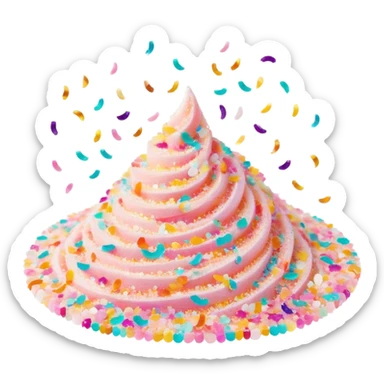 Cinematic Realistic Sparkles & Sprinkles, a delicate swirl of tiny, multicolored sugar confetti and edible glitter, scattered across a smooth reflective surface, each speck glinting under soft ambient light, glowing vibrantly with a dreamy and magical charm. sticker