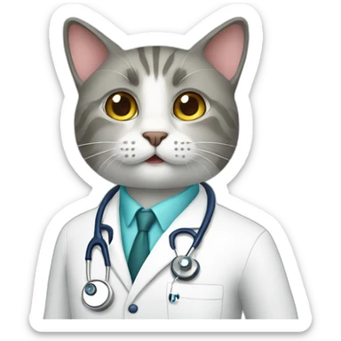 Cat doctor say hello sticker