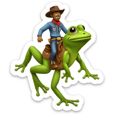 cowboy riding a frog  sticker