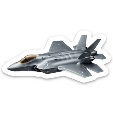 Realistic F-35 fighter jet in flight with no background. sticker