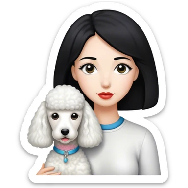 White Standard Poodle and Straight hair Women sticker