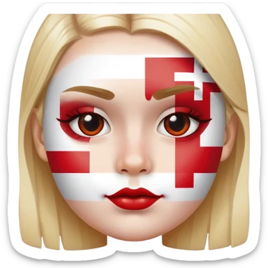 face with danish flags on its cheek sticker