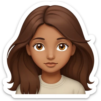  A brown girl with brown eyes and long brown hair sticker