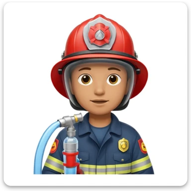 firefighter holding a water hose sticker