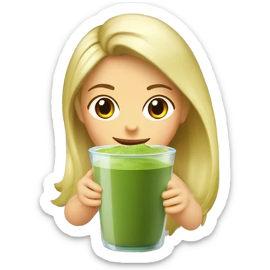 Chica rubia bebiendo matcha en vaso transparente sticker