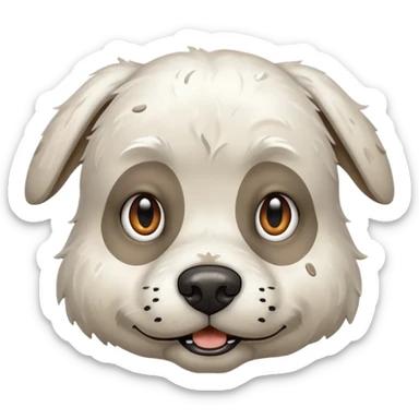 very muddy and dirty white dog face that doesnt look like pattern sticker