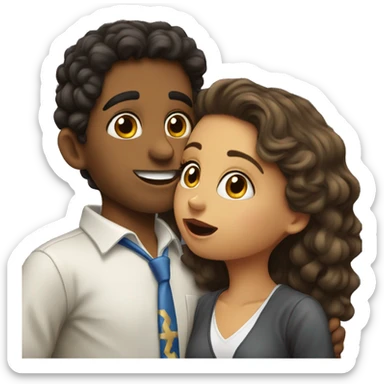 Jewish girl kiss-kiss Hispanic boy  sticker